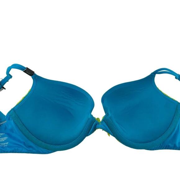 Victoria's Secret Very Sexy Push Up Bra Teal Lime Lace 34C - Picture 4 of 7